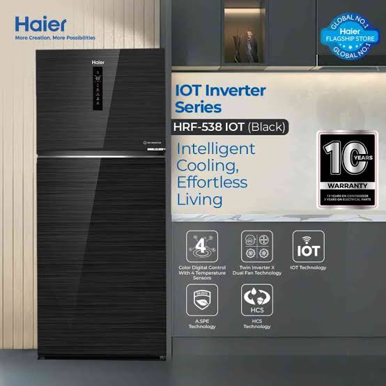 Haier HRF-538 IOT Refrigerator - Smart Digital Inverter Fridge for Pakistan