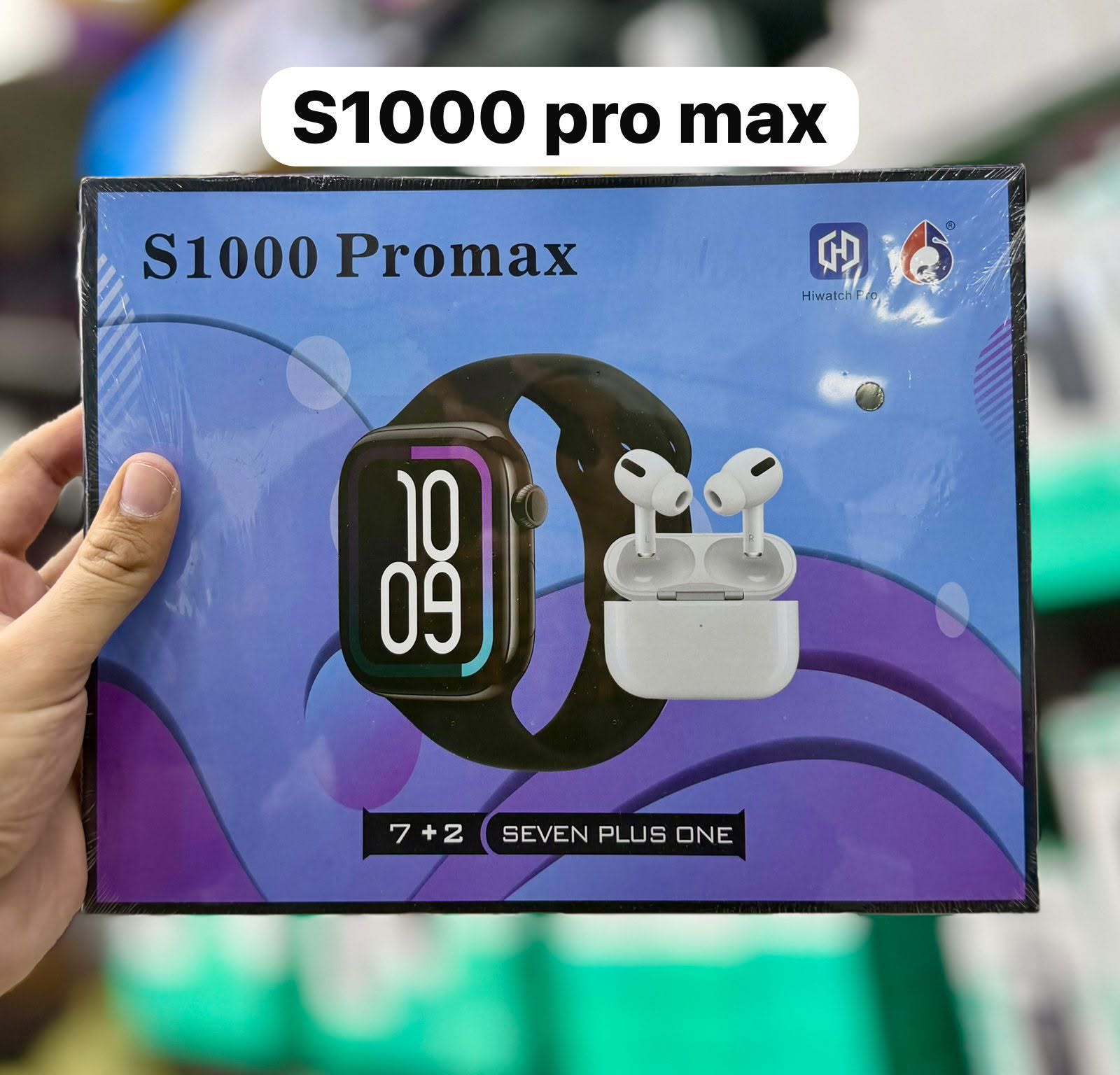 S1000 Pro Max Smart Watch with Airpods 49MM - App: Hiwatch Pro 7 + 2 Straps