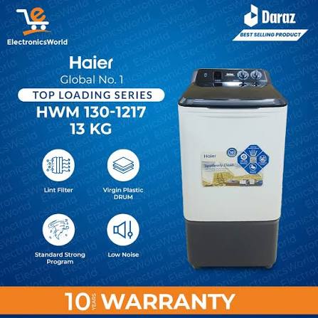Haier HWM 130-1217 (WB) 13kg Automatic Top Loading Washing Machine