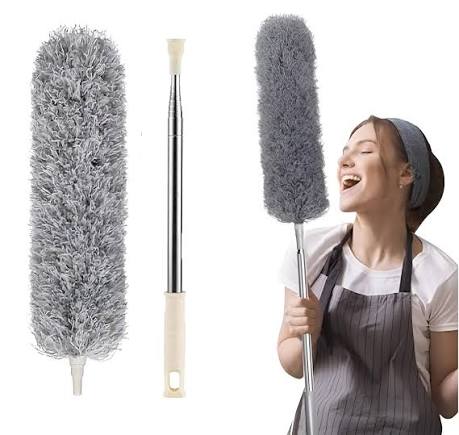 Foldable Grey Microfiber Duster with Extendable Handle for Home & Car Cleaning | Pakistan