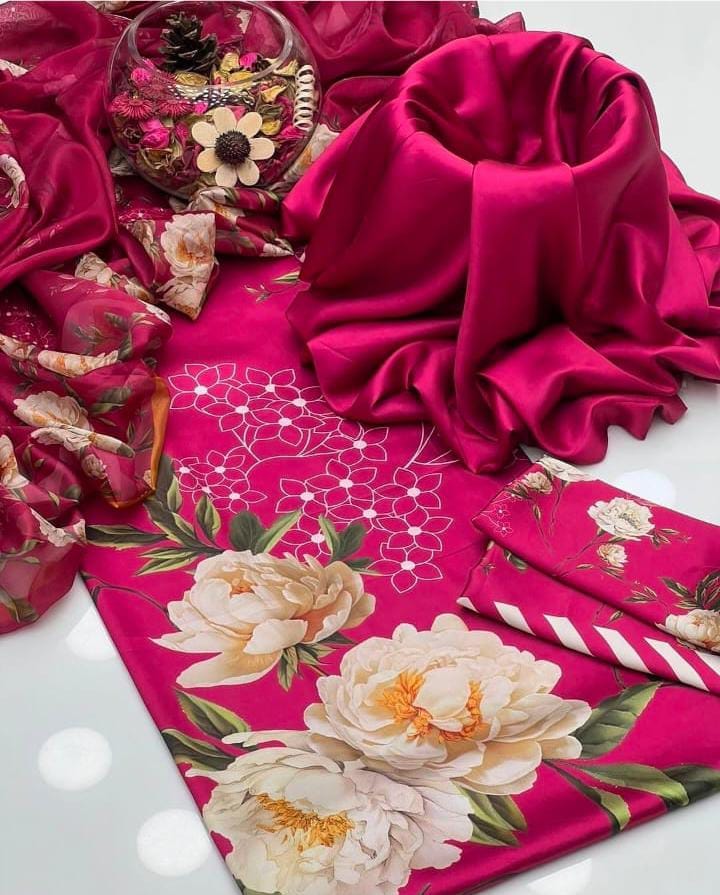 ALHAMDULILAH Shamoz Silk 3pc Digital Printed Dress | Luxury Pakistani Suits
