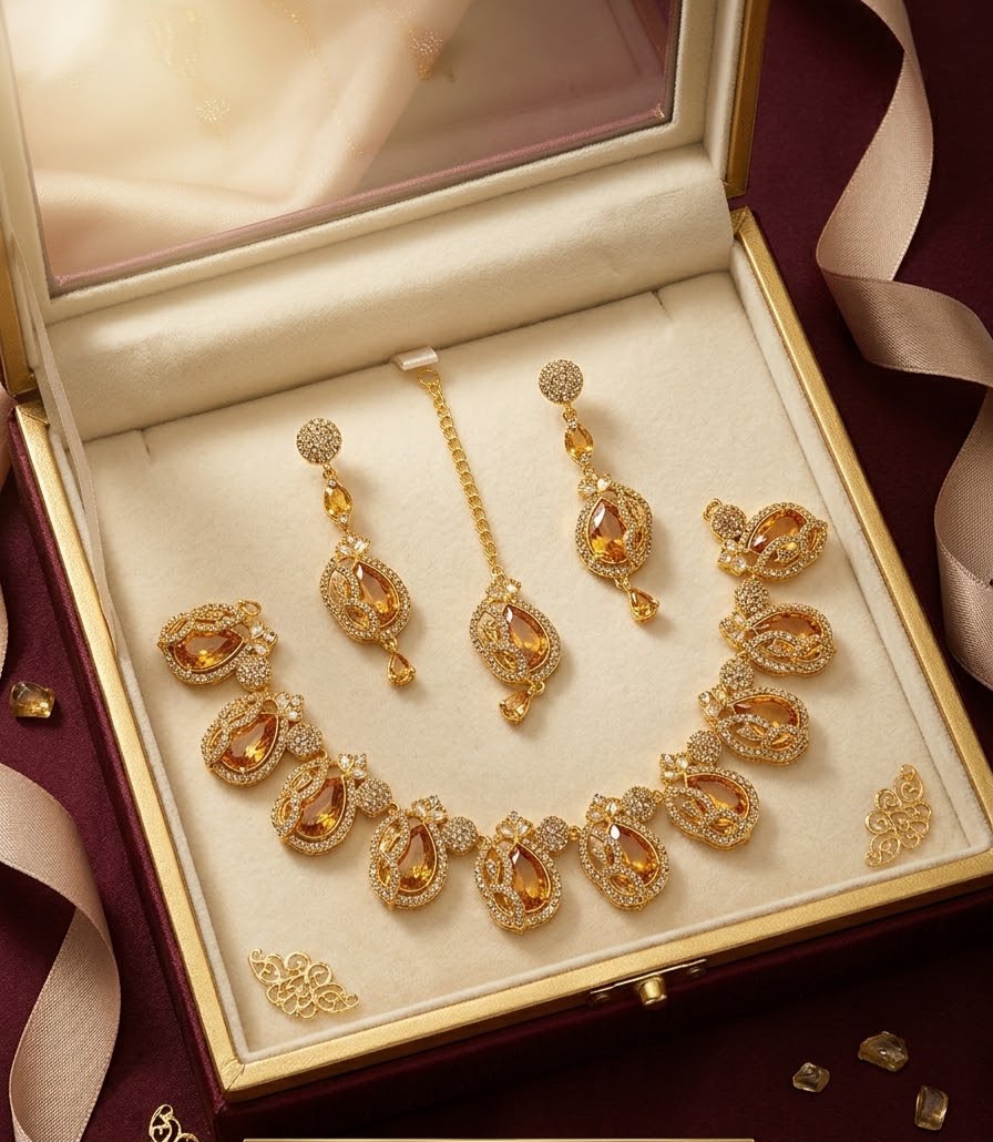 🌹Fk JEWELRY 🌺 New fashionable Premium Quality Zircon Set ✨ Elegant design crafted with the finest stones for a luxurious look. Perfect for every special occasion!